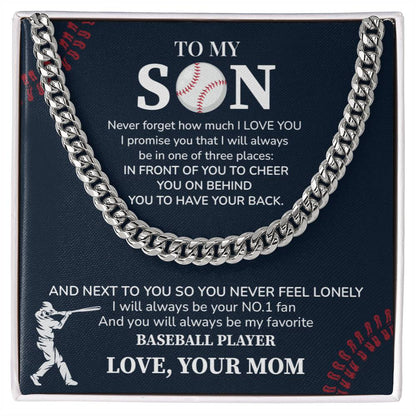 Baseball Necklace Gift for Son from Mom – Sports Message Card
