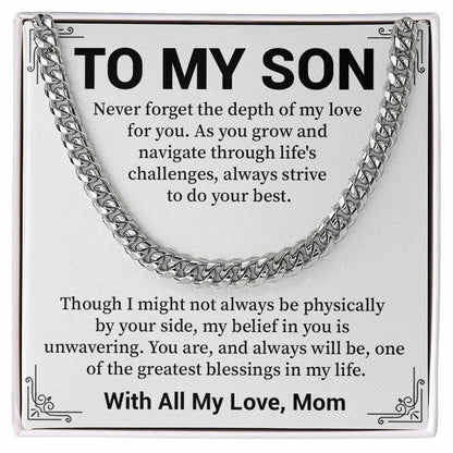 To My Son Cuban Chain Necklace Gift from Mom