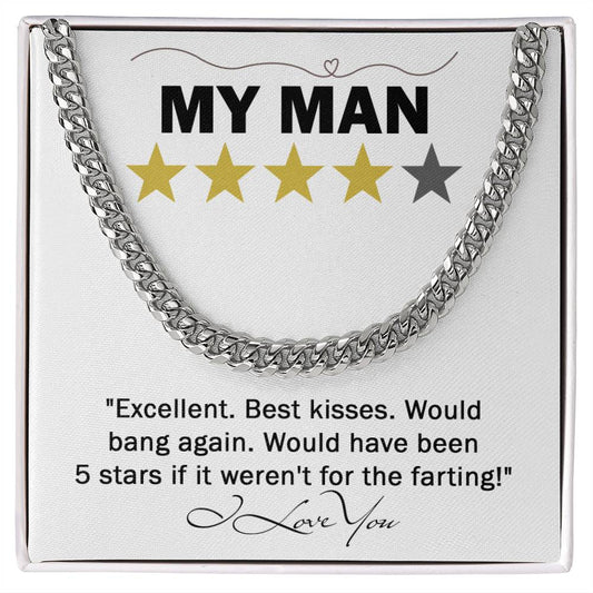 My Man A Funny Cuban Link Chain Necklace Gift For Boyfriend, Husband Gift, Valentine's Day, Anniversary, Or Christmas Gift For Boyfriend, Husband