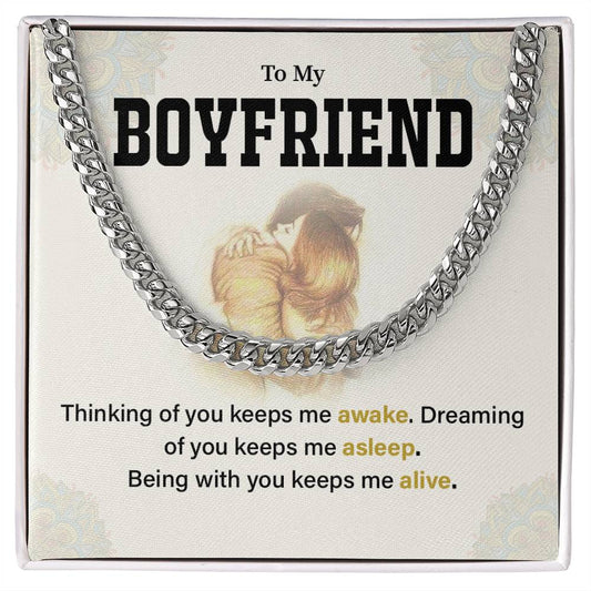 Boyfriend Cuban Chain Necklace Gift with Message Card