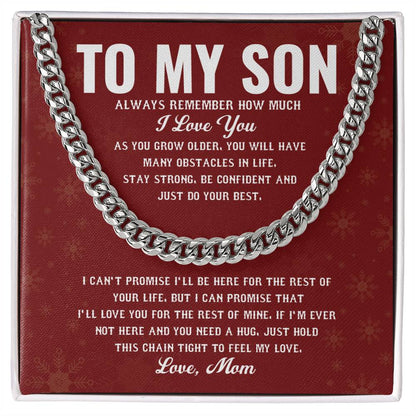 Cuban Chain Necklace for Son from Mom Love Message Gift
