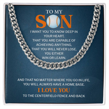 Baseball Son Gift Cuban Chain – Message Card Box