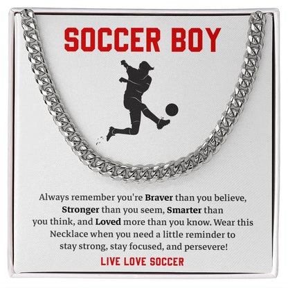 Soccer Boy Cuban Chain Gift for Teen – Message Card
