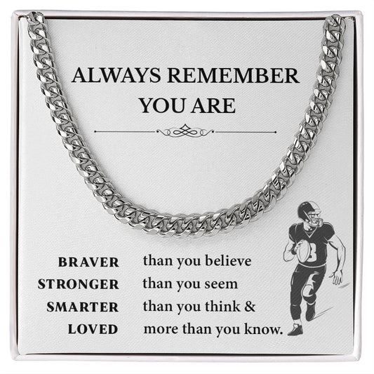 Football Necklace Gift for Boys – Motivational Card