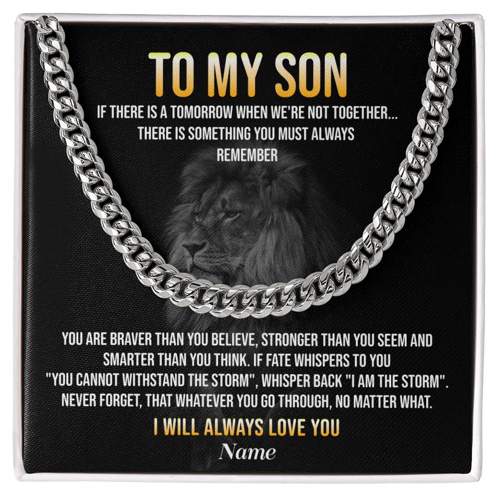 To My Son Lion Necklace Gift with Message Card