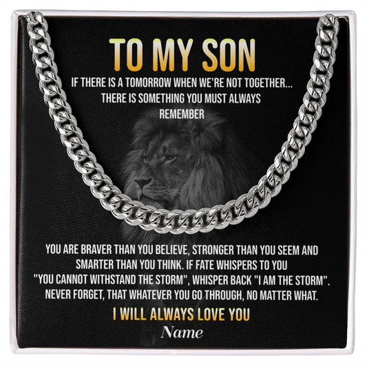 To My Son Lion Necklace Gift with Message Card