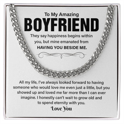 Cuban Chain Necklace Gift for Boyfriend with Gift Box