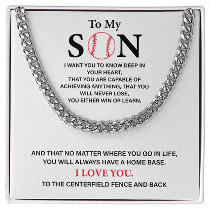 Baseball Gift for Son from Mom – Cuban Chain with Message Card
