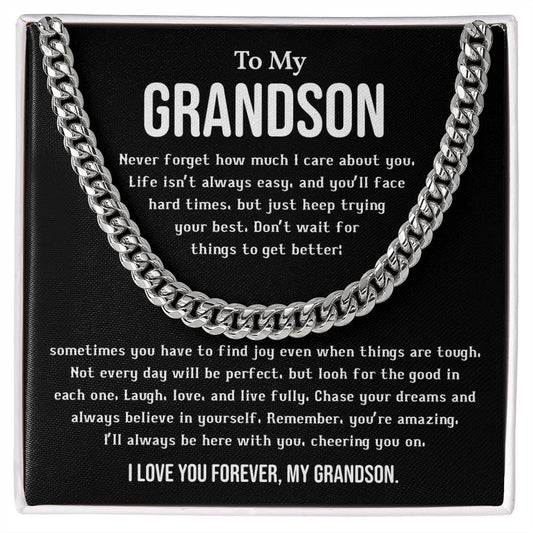 To My Grandson Necklace Grandma's Wisdom For Grandson Necklace Necklace For Grandson's Future Necklace For Grandson's Dreams Grandson Sentimental Gift Look For The Good Necklace Emotional Gift From Grandma Grandson Necklace Gift