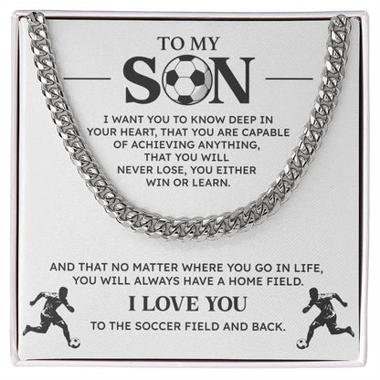 Soccer Necklace Gift for Son – Motivational Message Card for Players