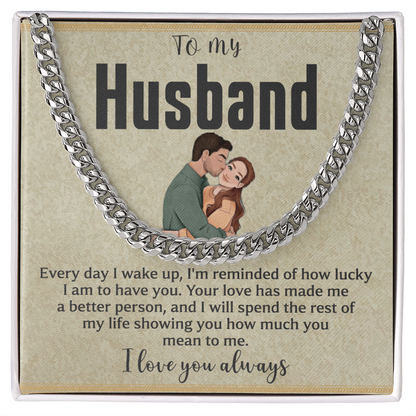 To My Husband Cuban Chain Gift Love You Always Card