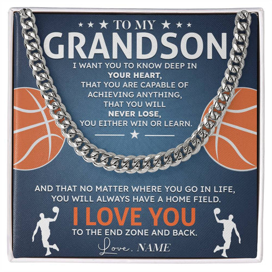 Grandson Basketball Necklace Gift with Card