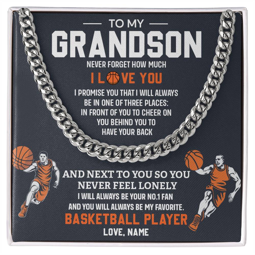 Grandson Basketball Necklace – Message Card Gift