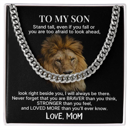 Lion Necklace Gift for Son from Mom – Strength & Love Message Card