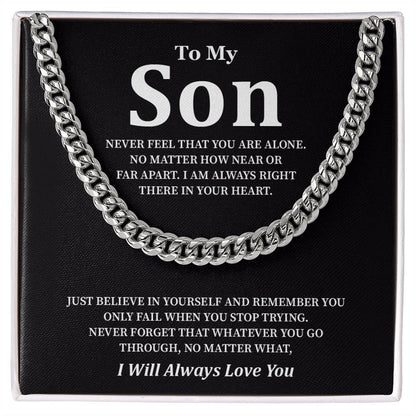 To My Son Cuban Chain Gift with Message Card