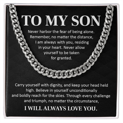 Cuban Chain Necklace Gift for Son with Message Card