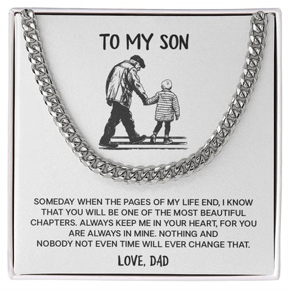 Dad to Son Cuban Chain Necklace – Forever in My Heart Message Card