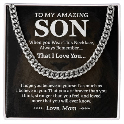 Cuban Link Necklace Gift for Son from Mom – Always Remember I Love You