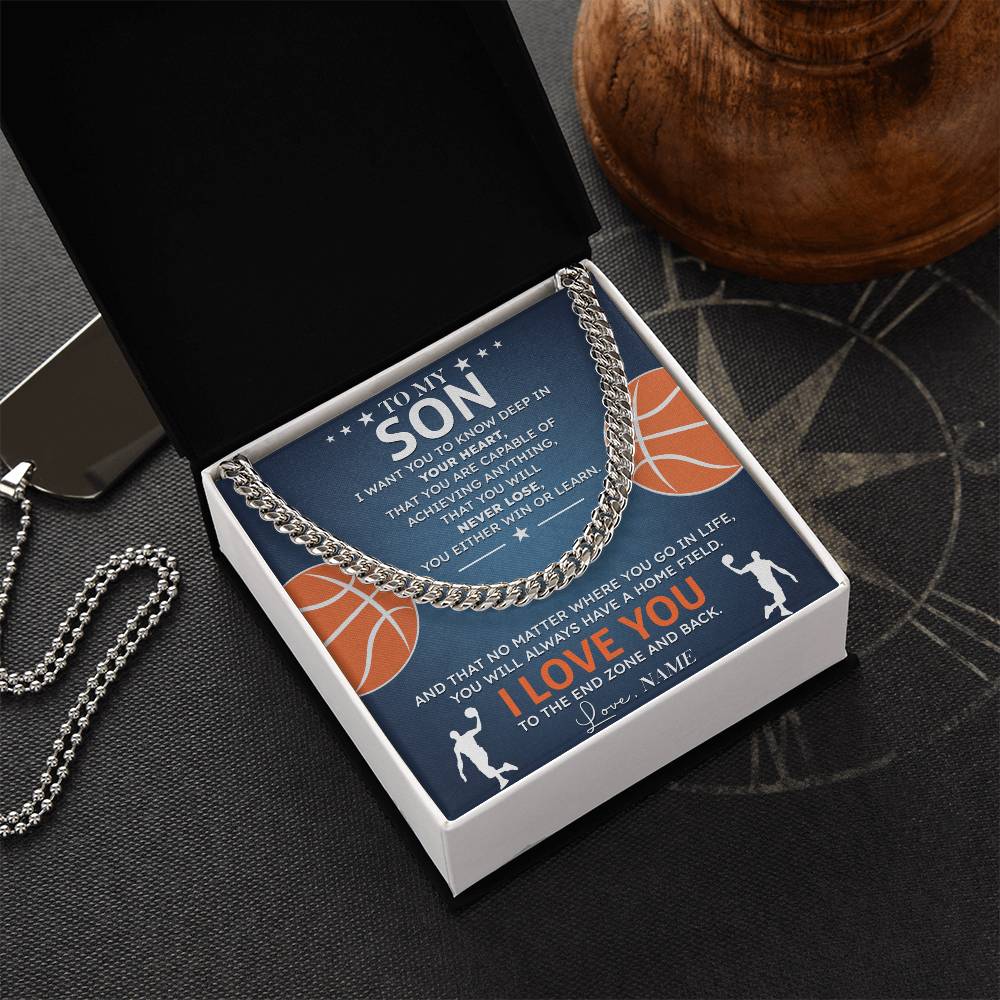 Inspirational Son Basketball Necklace with Card