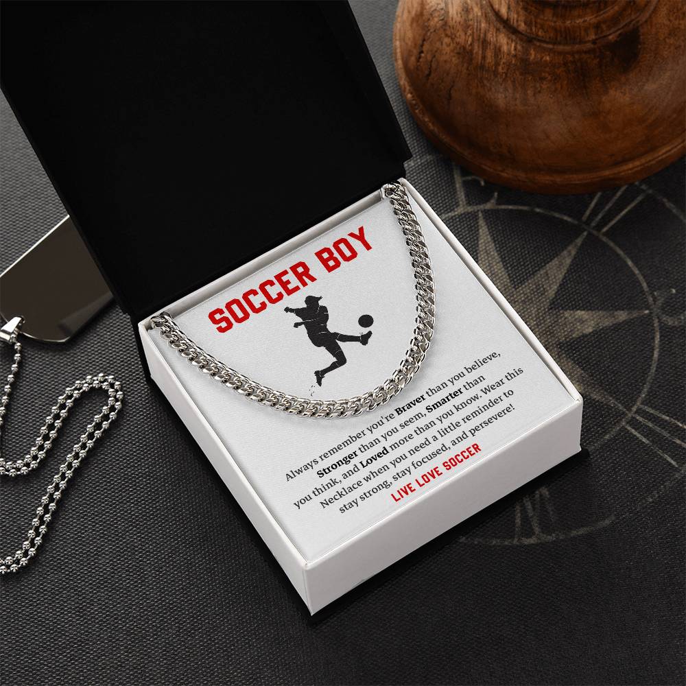 Soccer Boy Cuban Chain Gift for Teen – Message Card