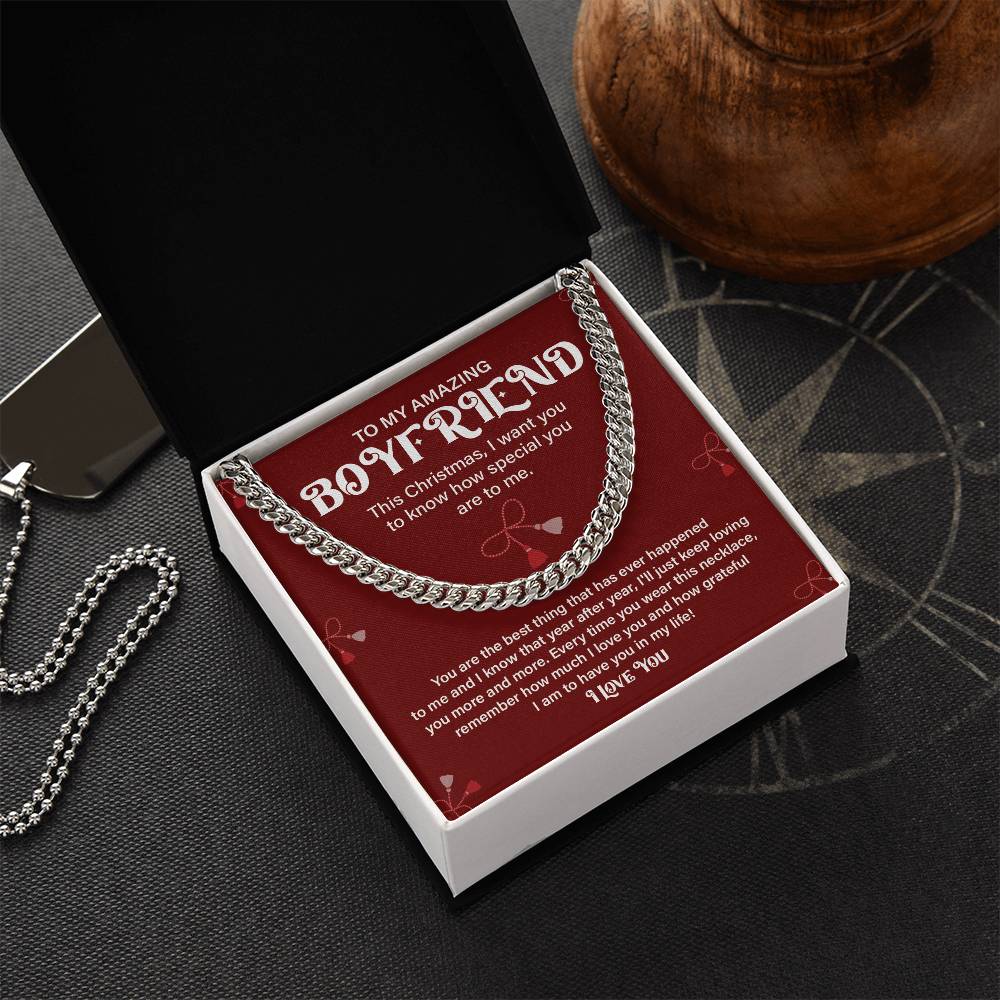 Christmas Gift for Boyfriend Cuban Chain & Card