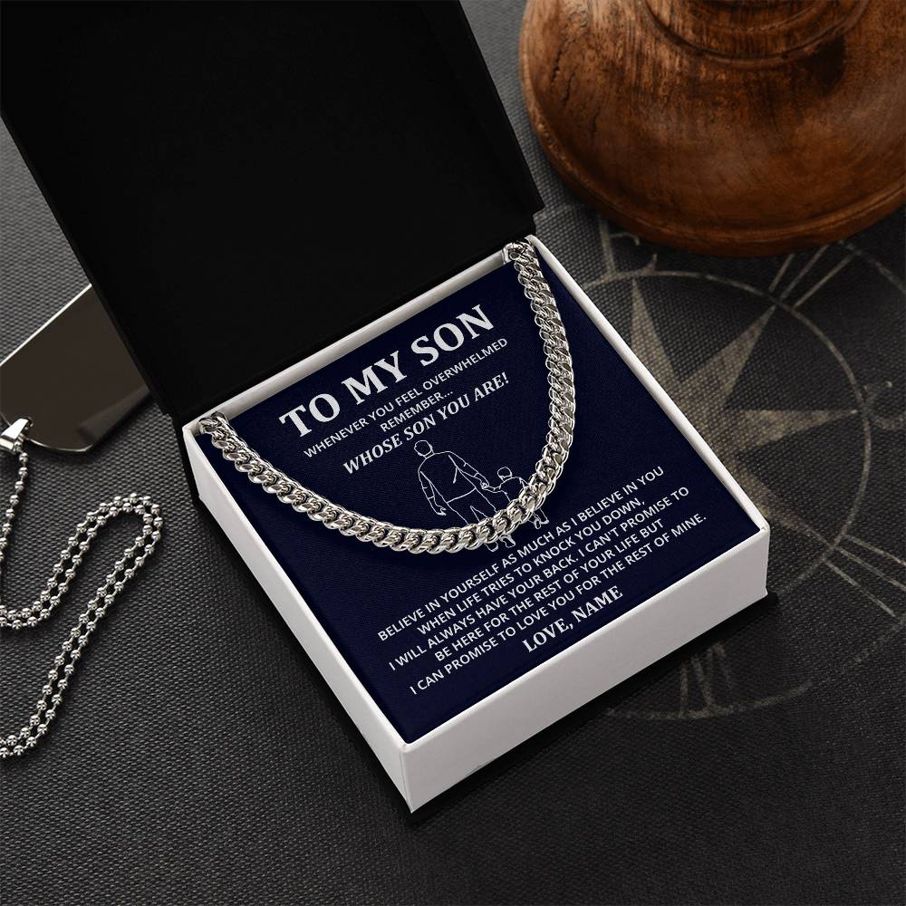 To My Son Cuban Chain Gift from Dad with Card