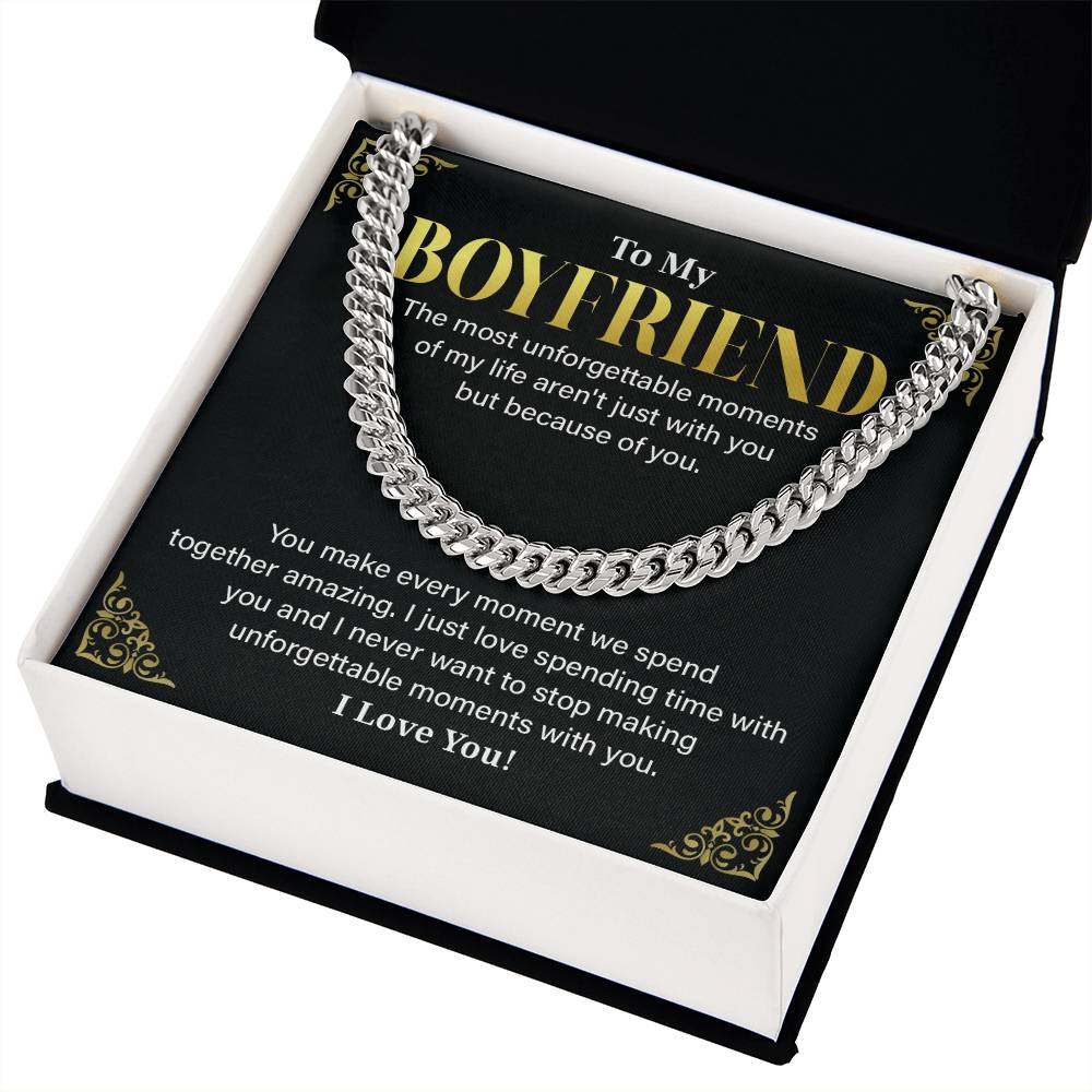 Boyfriend Cuban Chain Necklace with Gift Card & Box