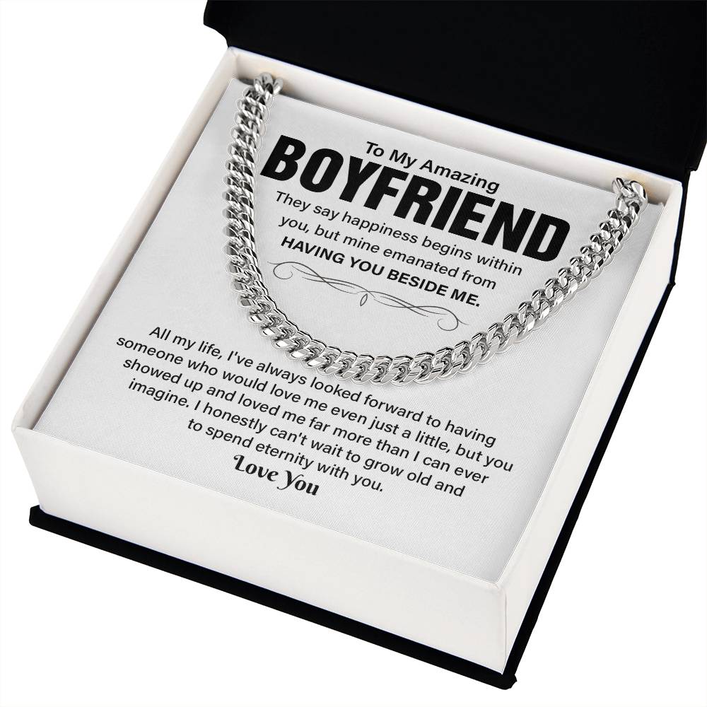 Cuban Chain Necklace Gift for Boyfriend with Gift Box