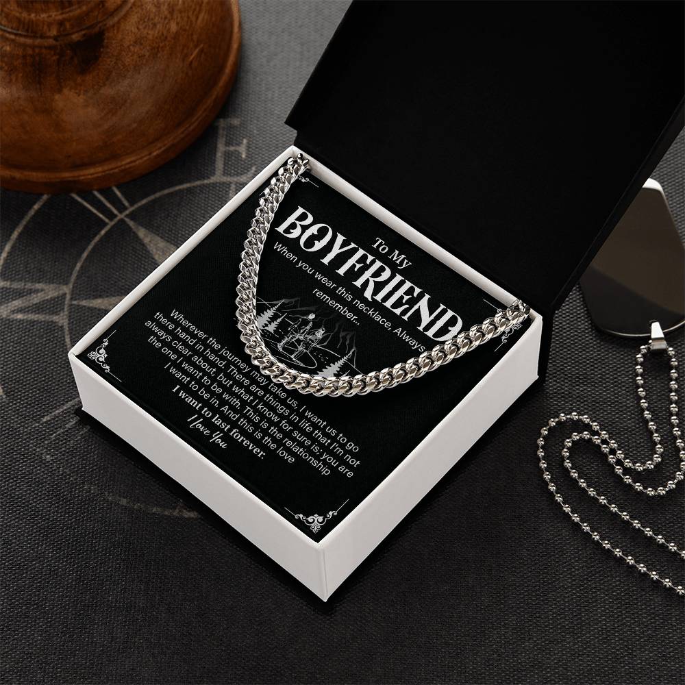 Cuban Link Necklace Gift for Boyfriend with Gift Box