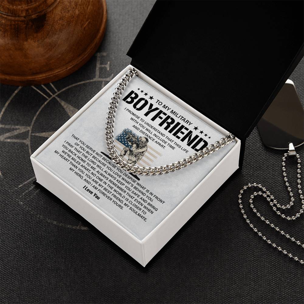Military Boyfriend Necklace with Message Card