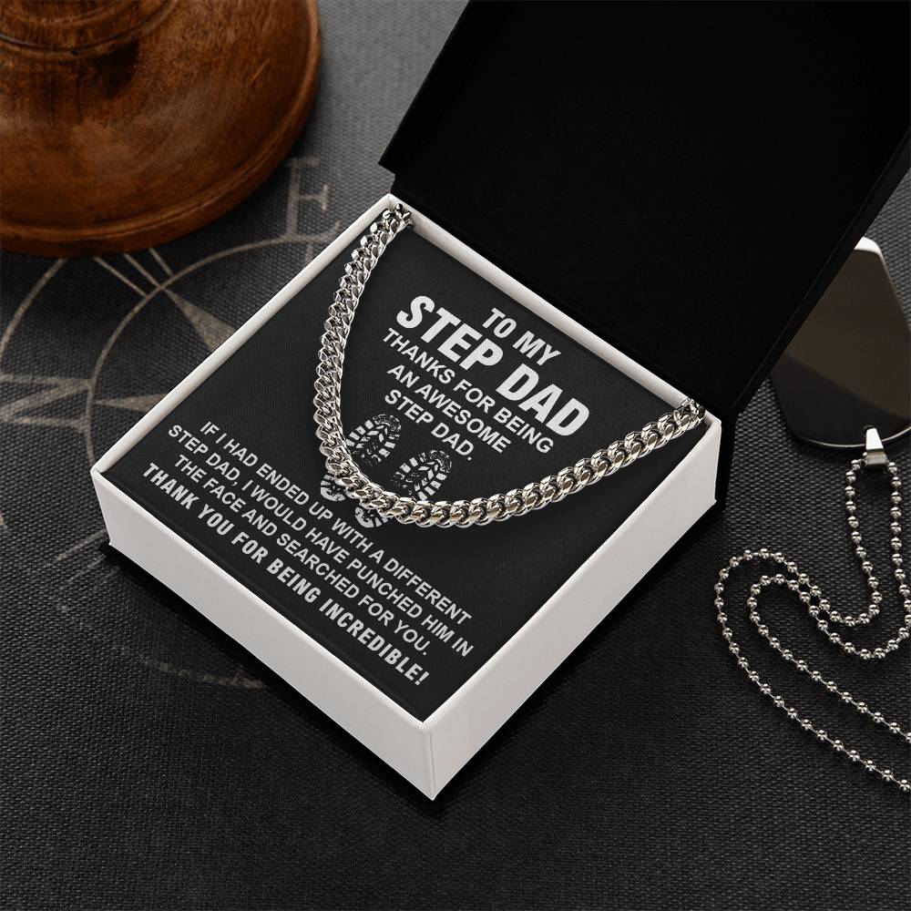 Stepdad Cuban Chain Necklace Gift With Heartfelt Note