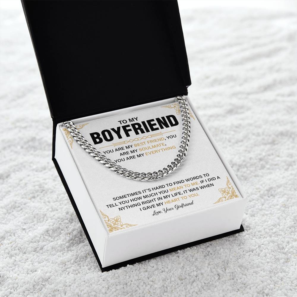 Romantic Cuban Chain for Boyfriend with Gift Box