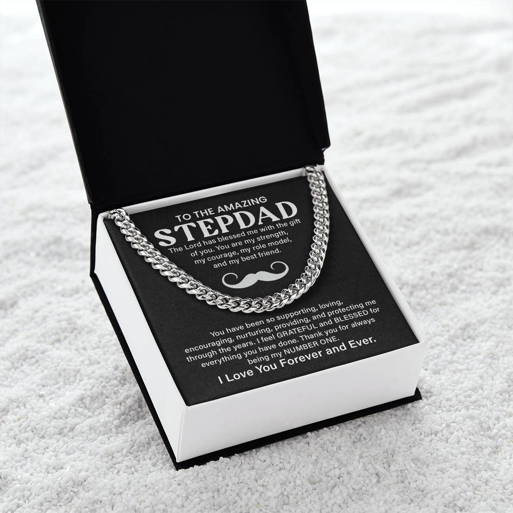Step Dad Cuban Link Chain Gift With Loving Message Card