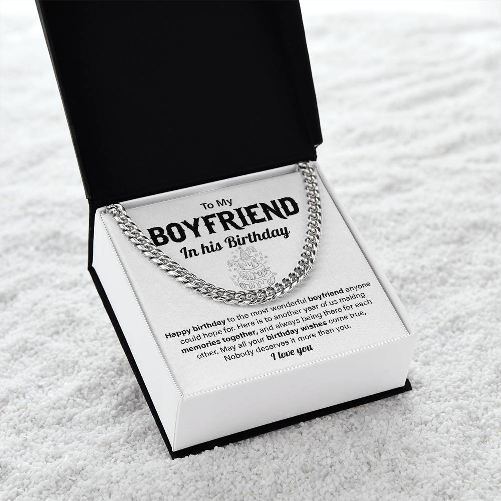 Birthday Necklace Gift for Boyfriend with Card & Box