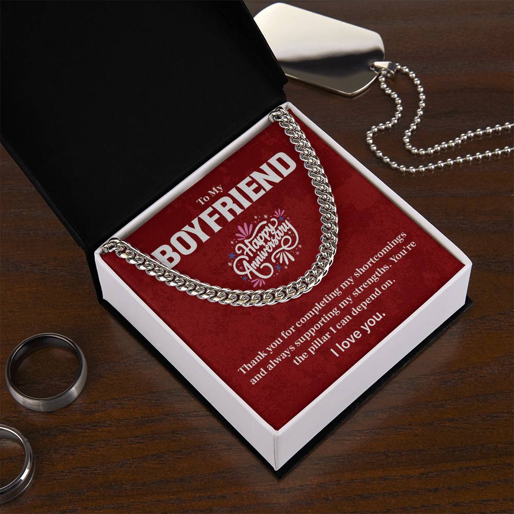 Anniversary Cuban Chain for Boyfriend with Card