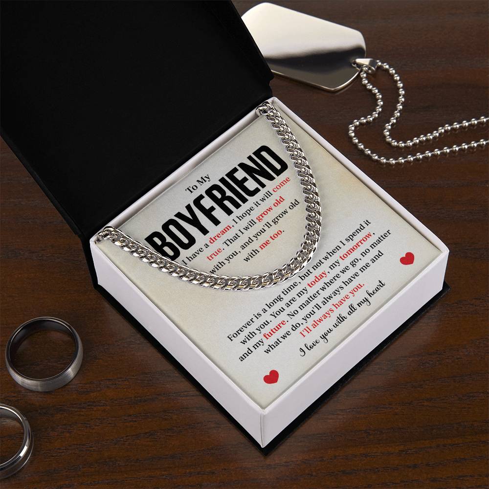 Cuban Link Chain Necklace Gift for Him with Gift Box
