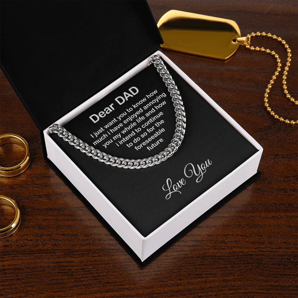 Funny Gift for Dad from Daughter or Son – King Chain with Sarcastic Message
