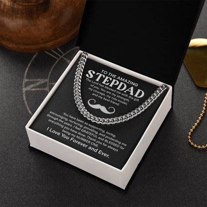 Step Dad Cuban Link Chain Gift With Loving Message Card