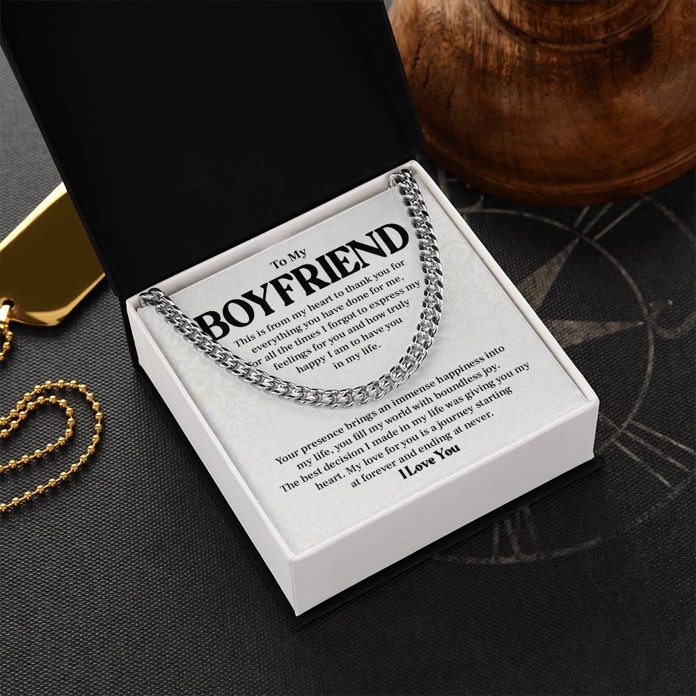 Boyfriend Necklace Gift for Him – with Message Card
