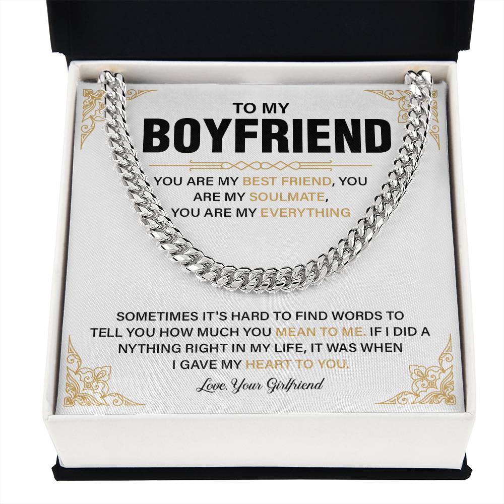 Romantic Cuban Chain for Boyfriend with Gift Box