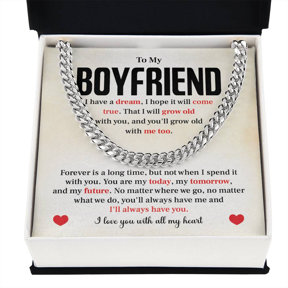 Cuban Link Chain Necklace Gift for Him with Gift Box