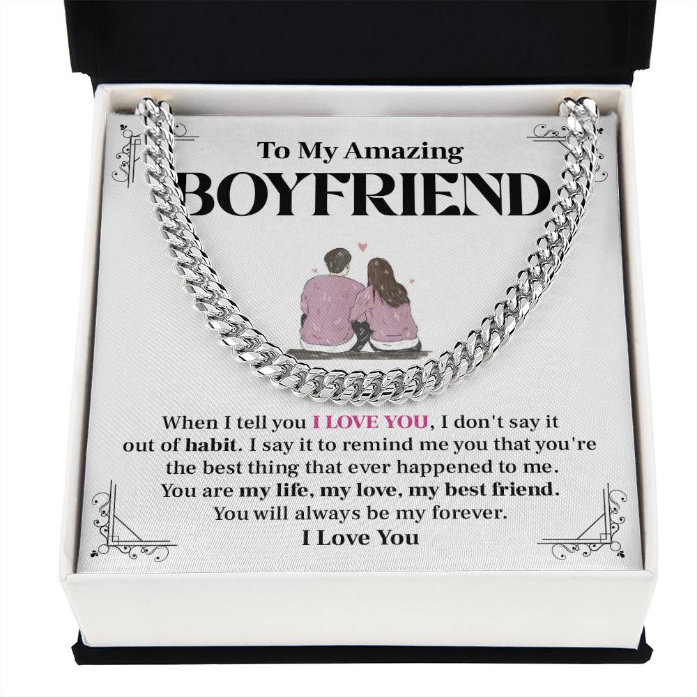 Cuban Chain for Boyfriend – Love & Habit Message Card