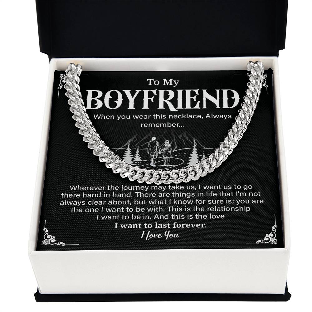 Cuban Link Necklace Gift for Boyfriend with Gift Box