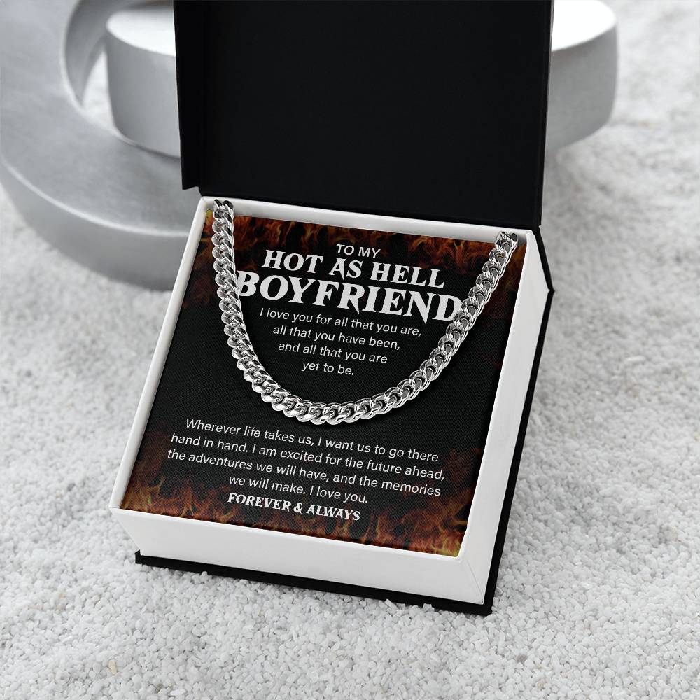 Hot Boyfriend Gift – Cuban Chain with Fire Message