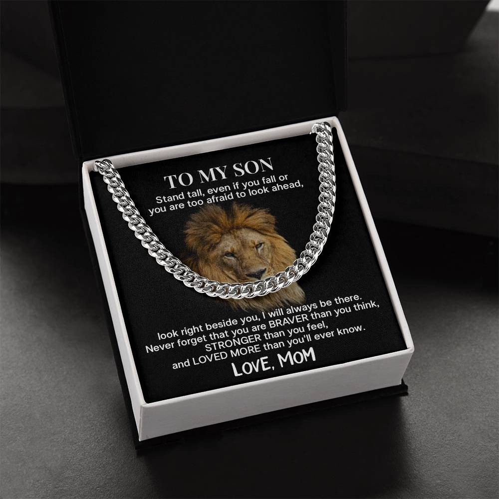 Lion Necklace Gift for Son from Mom – Strength & Love Message Card