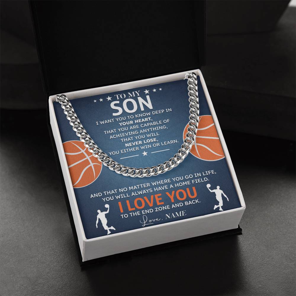 Inspirational Son Basketball Necklace with Card