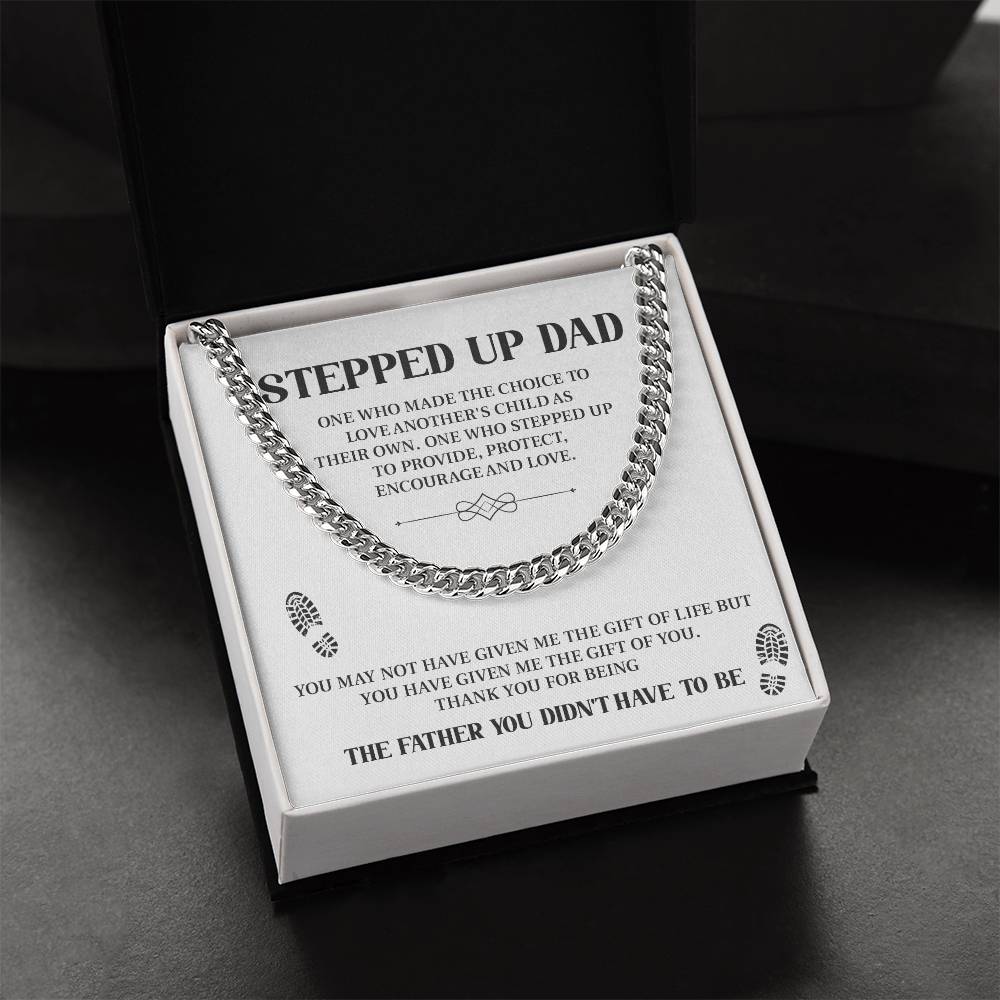 Cuban Chain Necklace Gift for Stepped Up Dad – Heartfelt Message Card