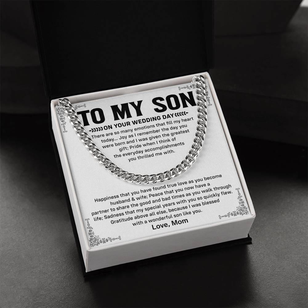 Wedding Day Gift for Son from Mom Cuban Chain Necklace