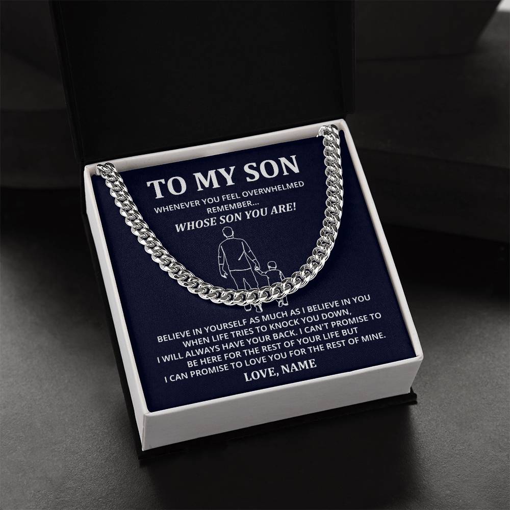 To My Son Cuban Chain Gift from Dad with Card