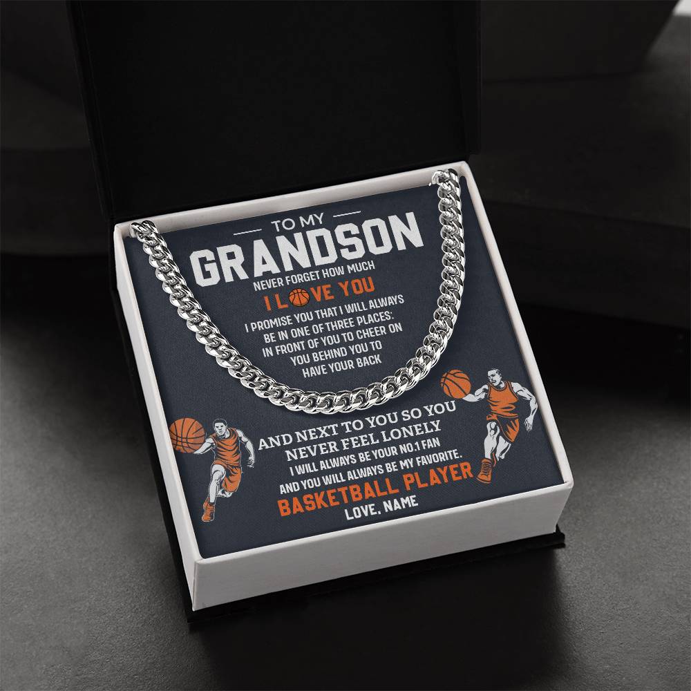 Grandson Basketball Necklace – Message Card Gift
